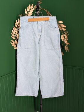 We The Free Wide Leg Cropped Railroad Stripe Jeans 29